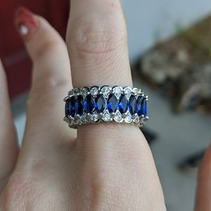 🆕S925-Tanzanite/White Cubic Zirconia Infinity Rin